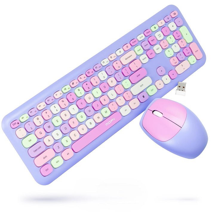 Silvergear® Retro Kabelloses Funk Tastatur & Maus Set QWERTY | Retro Vintage Design Schreibmaschinen