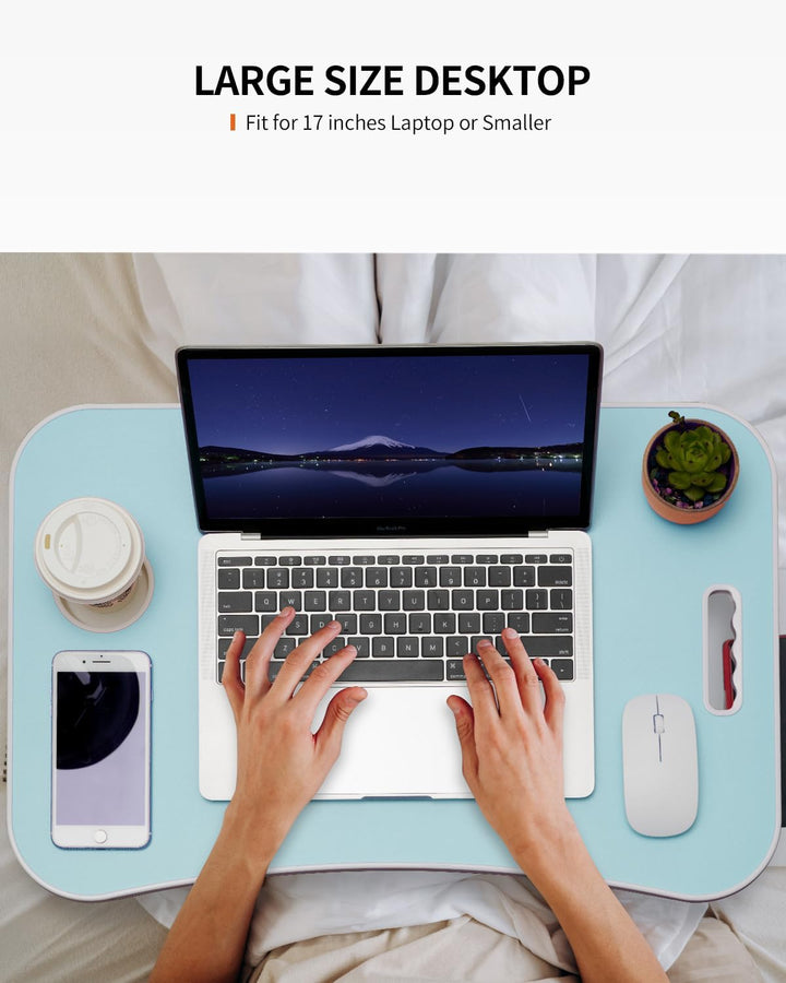 Faltbarer Laptoptisch, tragbarer Schossschreibtisch, Betttisch, Laptop-Ständer mit Getränkehalter &