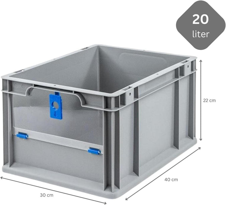 SparSet 10x Eurobox NextGen Insight Cover | HxBxT 22x30x40 | 20 Liter | Niedrig/Blau | Eurobehälter,