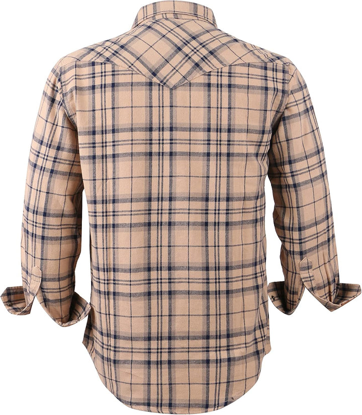 Coevals Club Herren Flanellhemd Langarm Kariertes Druckknöpfe Baumwolle mit Tasche Normale Passform