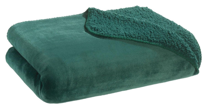 casa NOVA Wende-Wohndecke - Dunkelgrün - Polyester - 150 x 200 cm