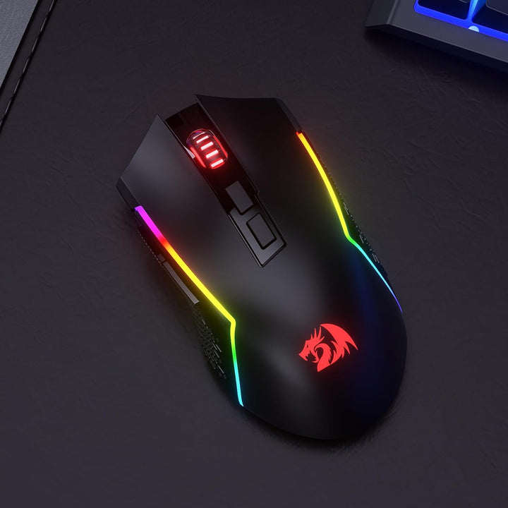Redragon M693 LIT Kabellose Gaming-Maus, 12800 DPI-Mäuse mit 3-Modus-Verbindung, BT & 2,4G kabellos,