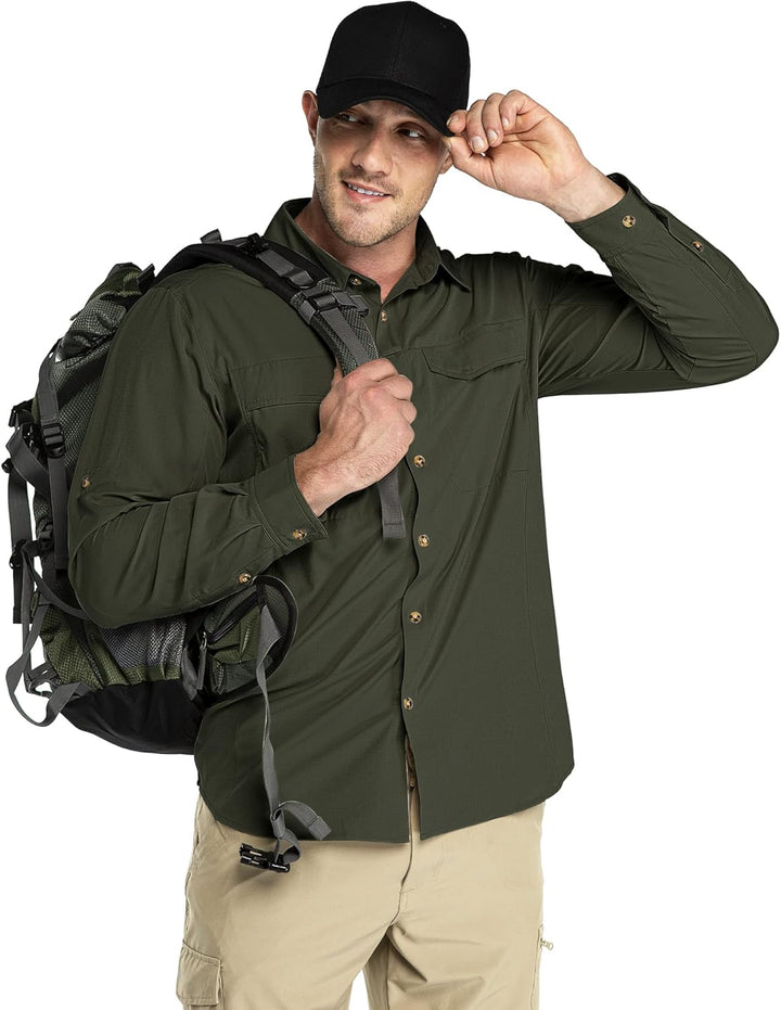 Outdoor Ventures Hemd Herren Freizeithemd Langarm Outdoor Shirt Atmungsaktive Schnell Trocknende Fun