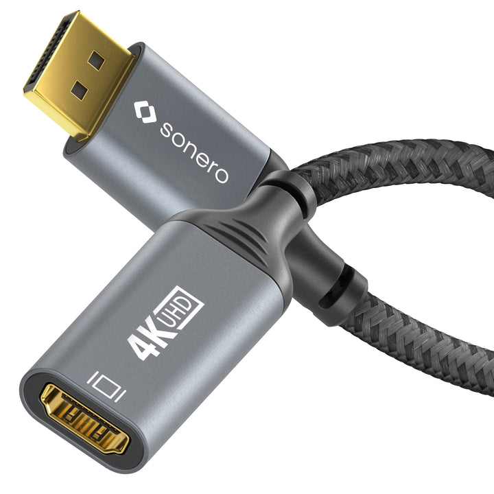 Sonero® 4K DisplayPort 1.2 auf HDMI 2.0 Adapter, DisplayPort Stecker auf HDMI Buchse, 4K 60Hz, 2K 12