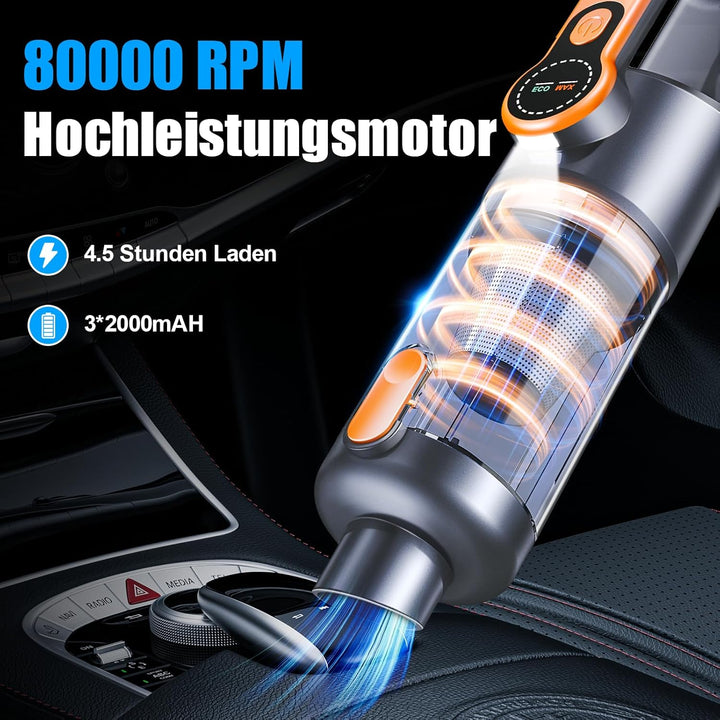 Handstaubsauger, 26000 Pa Akku Staubsauger Kabellos, One-Touch Staubentleerung, Bürstenloser Motor,