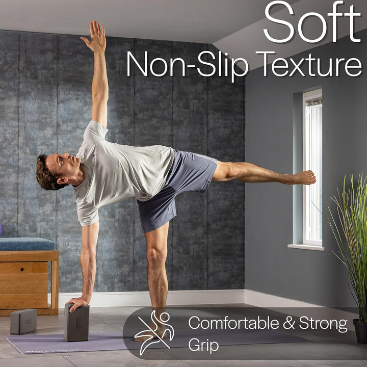 Core Balance Yoga Blocks im Doppelpack & GRATIS Yoga-Gurt, 2 STK. Eva Schaumstoff-Blöcke, robust & l