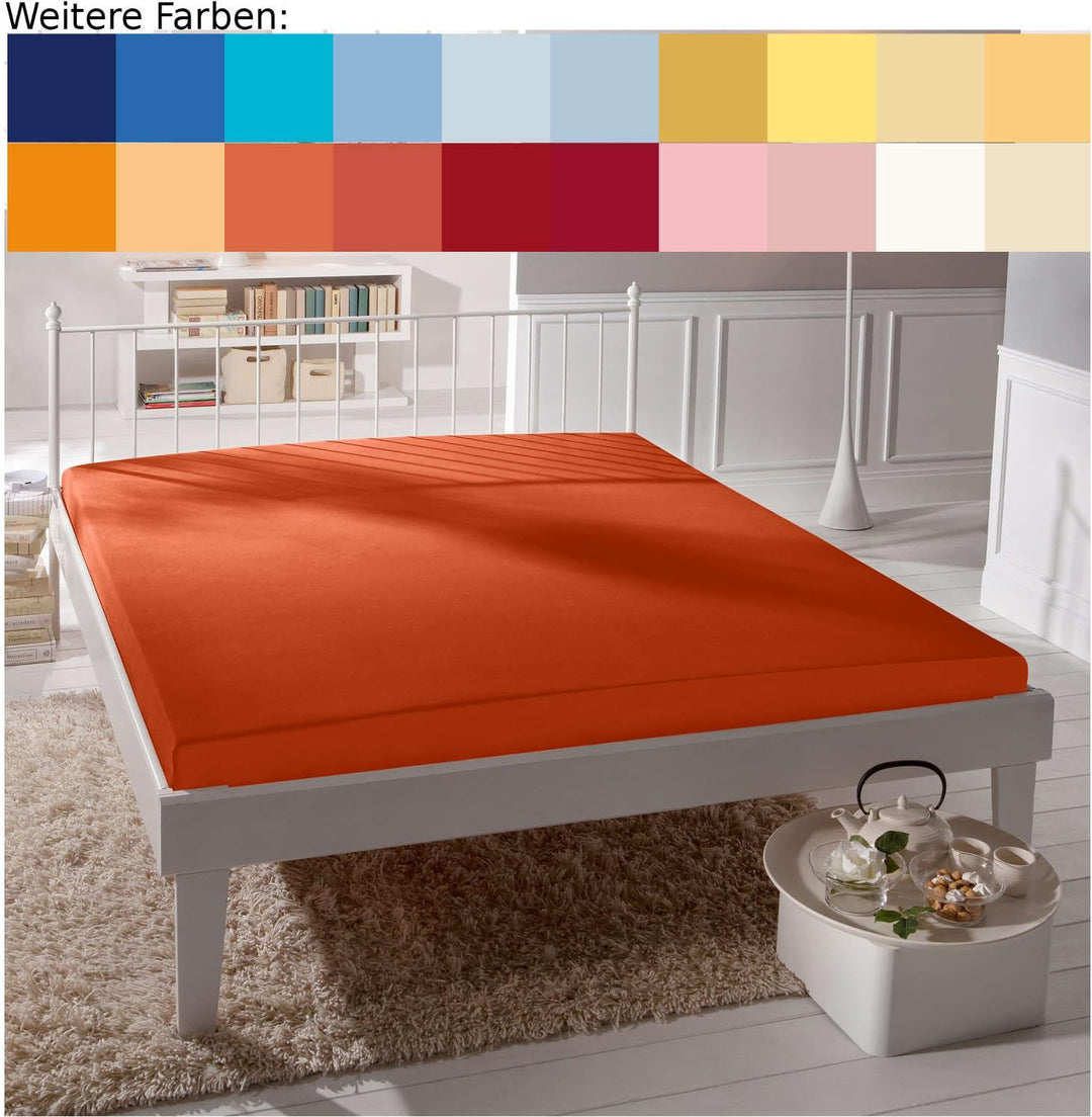 ESTELLA Spannbetttuch Feinjersey | Terracotta | 120x200 cm | passend für Matratzen 120 cm (Breite) x