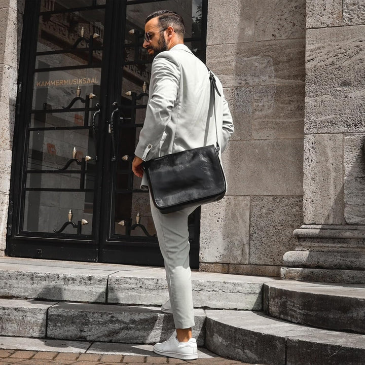 Time Resistance Leder Umhängetasche Herren - Messenger Bags - Arbeitstasche Herren - Elegante Aktent