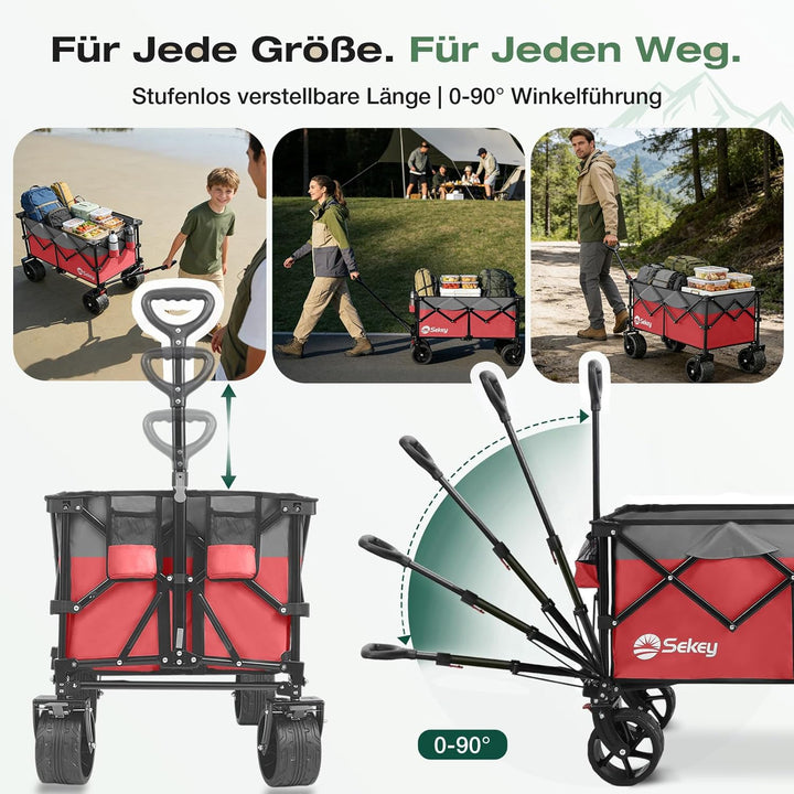 Sekey XXL Plus Bollerwagen Faltbar 200L 200KG Belastbar, Faltbollerwagen mit Extra Breite 17x10 cm A