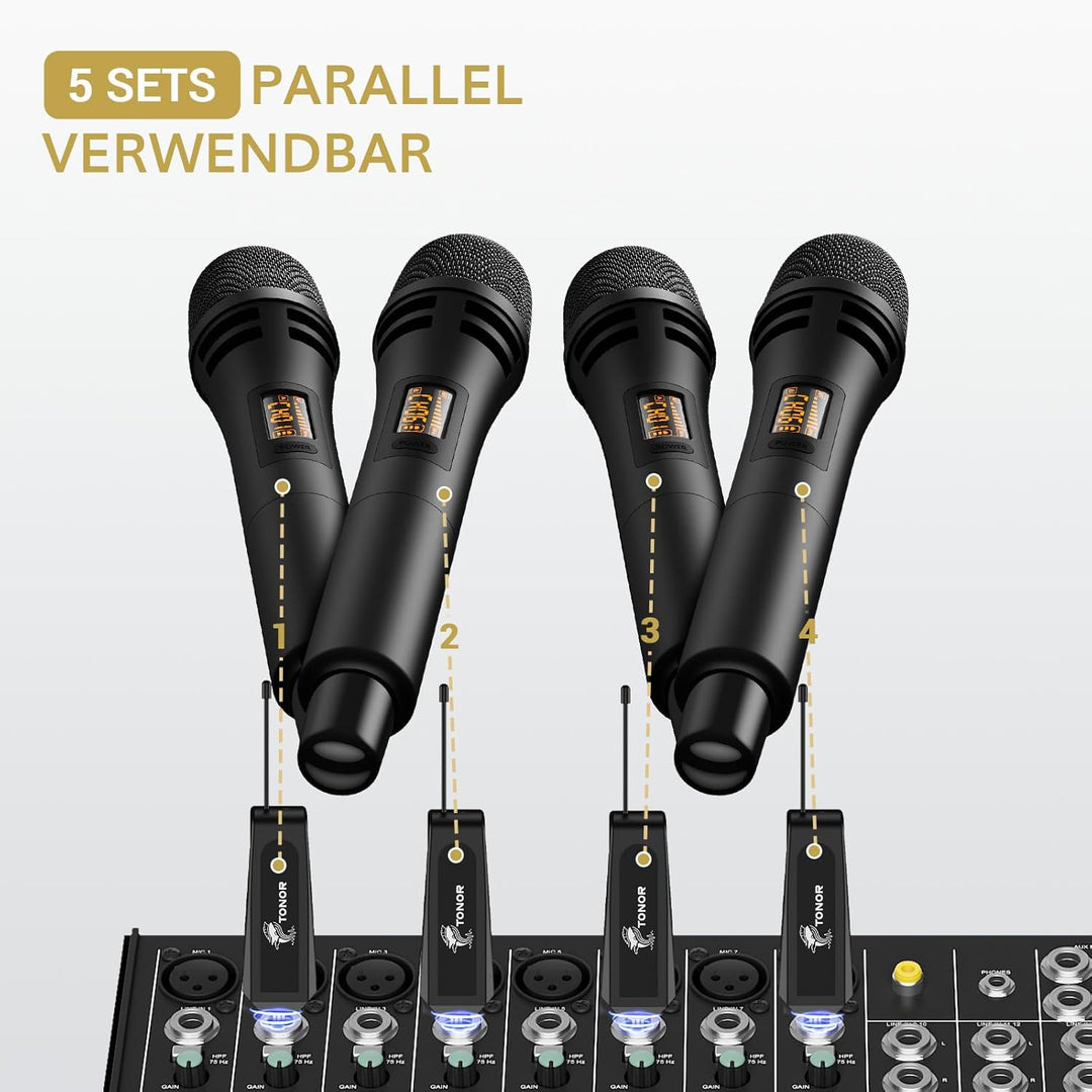 TONOR Mikrofon kabellos, drahtloses Funkmikrofon Wireless Microphone Handmikrofon dynamisch Microfon