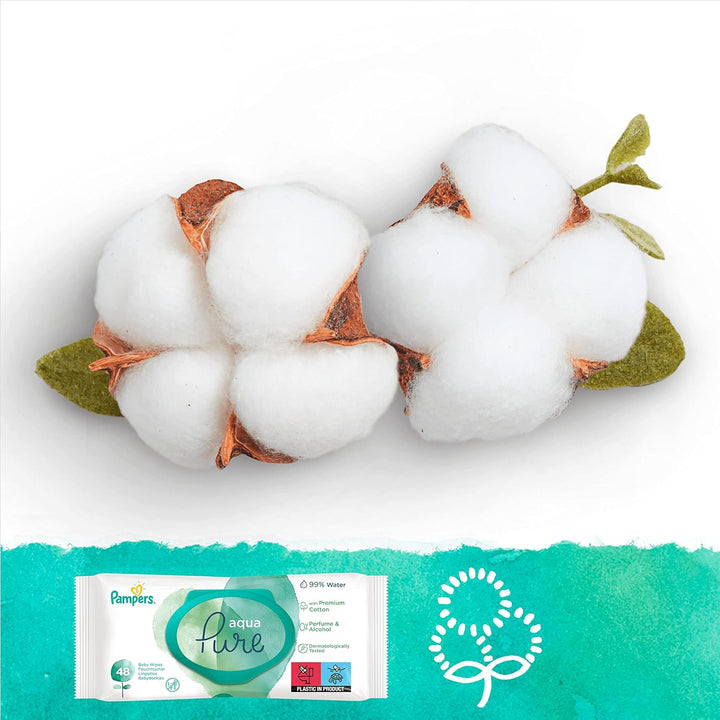 Pampers Baby Feuchttücher Harmonie, Aqua Pure, 144 Tücher (3 x 48), Alte Version, 144 stück (1er Pac