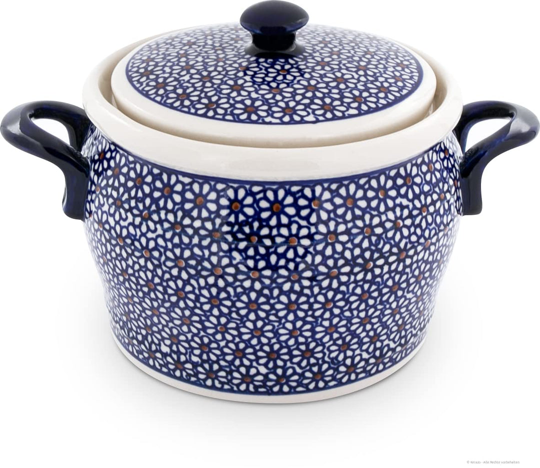 Original Bunzlauer Keramik 1,75 Liter Rumtopf / Mehrzwecktopf / Keramiktopf Ø16,5 cm im Dekor 120