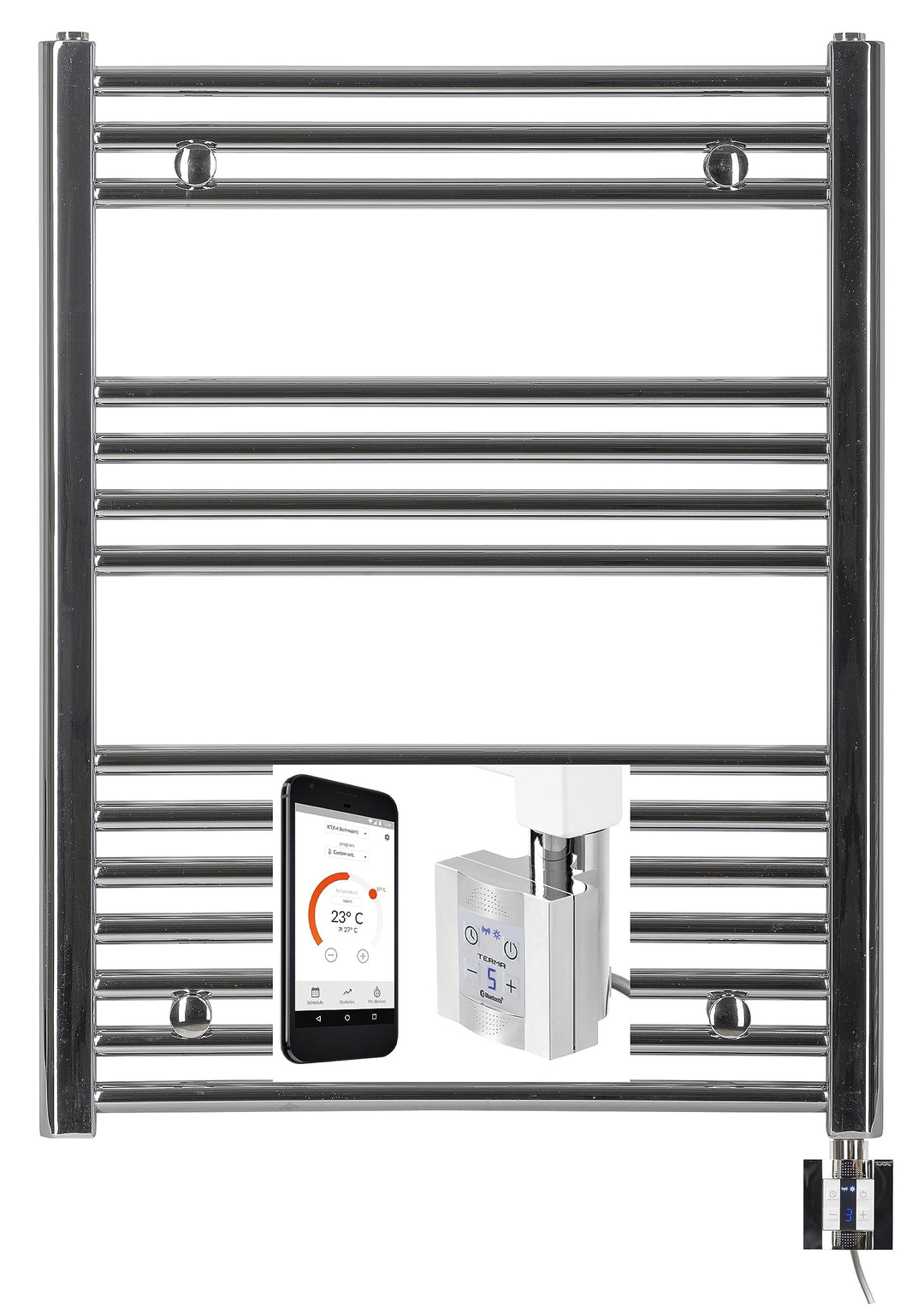 anapont elektrischer Badheizkörper - weiss/chrom- mit Appsteuerung - Handtuchheizkörper - Badheizung