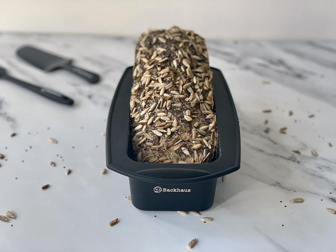 Backhaus FlexBake® Silikon Kastenform - Brotbackform & Teigschaber - Premium BackSet in Platin Silik