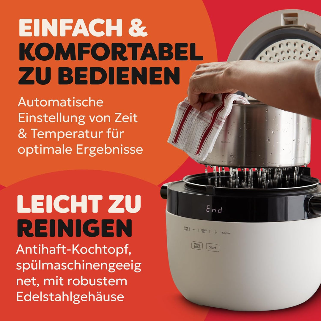 Instant Pot Reiskocher & Dampfgarer, 5L (20 Tassen) – Antihaft-Kochtopf, spülmaschinenfest, Dämpfein