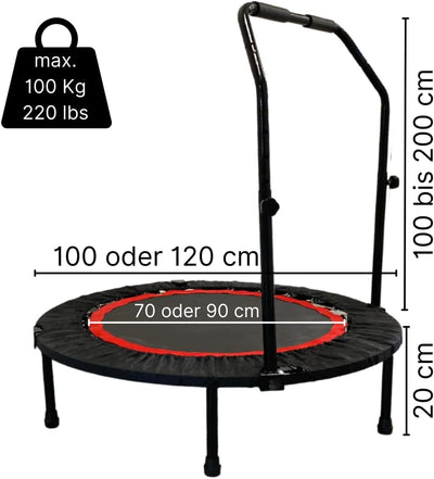 ATC Handels GmbH Trampolin Fitness mit und ohne Railing in 100 oder 120 cm - Fitness für zuhause, ef