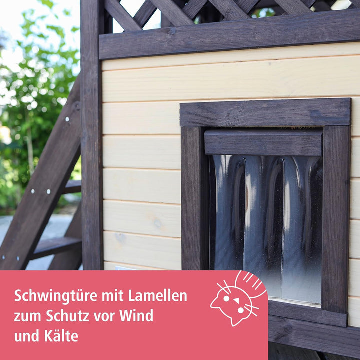 Kerbl Pet Katzenhaus 4-Seasons Deluxe mit Aussichtsplattform, für Sommer und Winter, wärmeisoliert,
