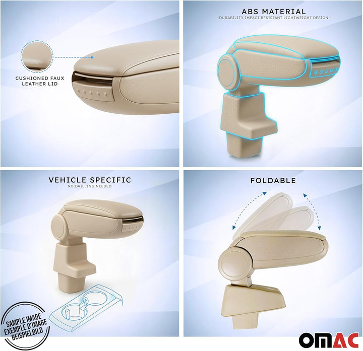 OMAC Mittelarmlehne Armlehne Mittelkonsole für VW Golf 5 2003-2009 PU-Leder ABS Beige Golf 5 2003-20