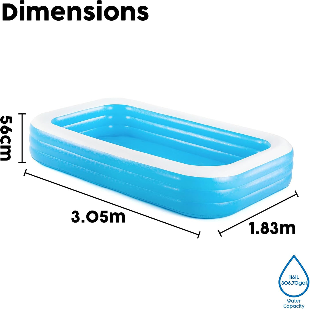 Bestway Family Pool Deluxe, aufblasbares Kinder-Planschbecken 305 x 183 x 56 cm, 305 x 183 x 56 cm