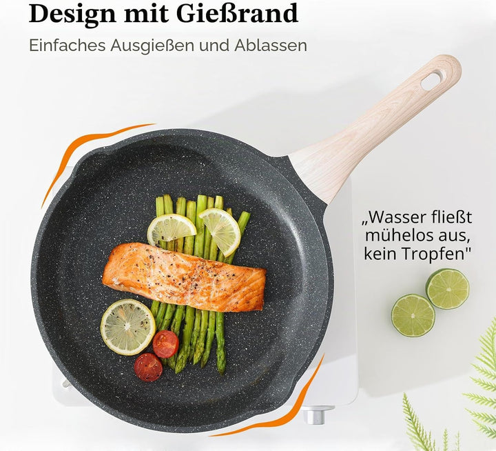 Kordisen Antihaft Bratpfanne, 32 cm Grosse Granitbeschichtung Pfanne, Induktion Kompatibel, Gesunde