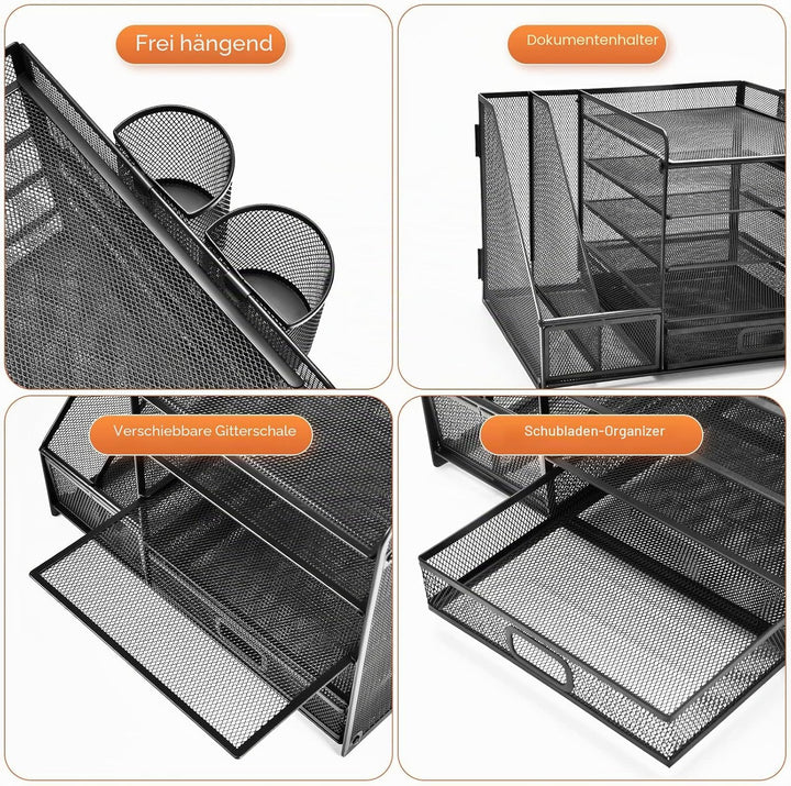 Marbrasse Schreibtisch Organizer mit Aktenhalter, 5 Ebenen Papier Briefablage mit Schublade und 2 St