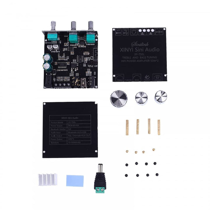 Endverstärkerplatine, DC 5V-26V Bluetooth Amplifier Board 2.0 Kanal 50W*2 BLE5.0 Treble Bass AUX/U-D