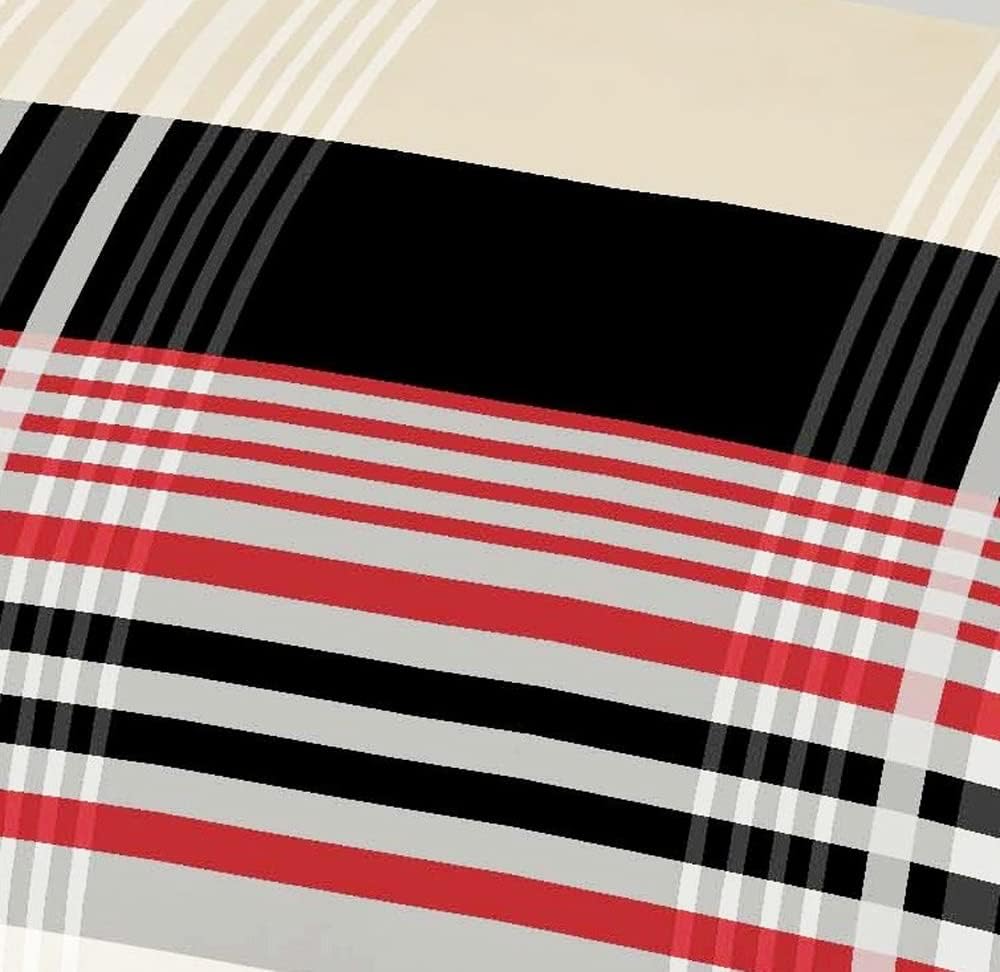 Kaeppel Biber Bettwäsche Set Prime Time Rot Schwarz Weiss Streifen, Grösse:240x220cm Bettwäsche, 240