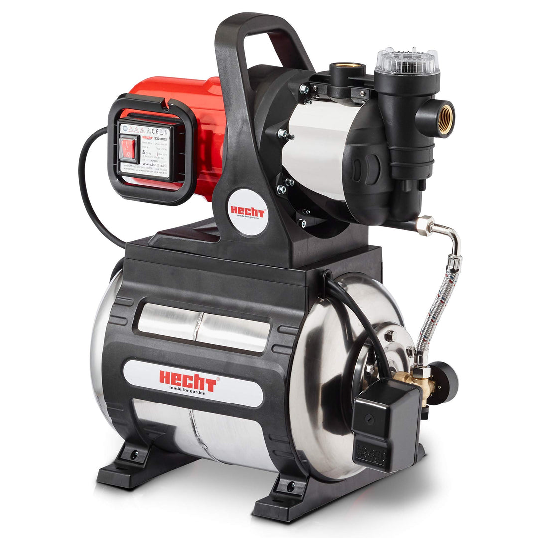 (NEU) HECHT Edelstahl Hauswasserwerk INOX, Wasserpumpe, 1100 Watt, 8 m selbstansaugend, 4,5 bar Förd