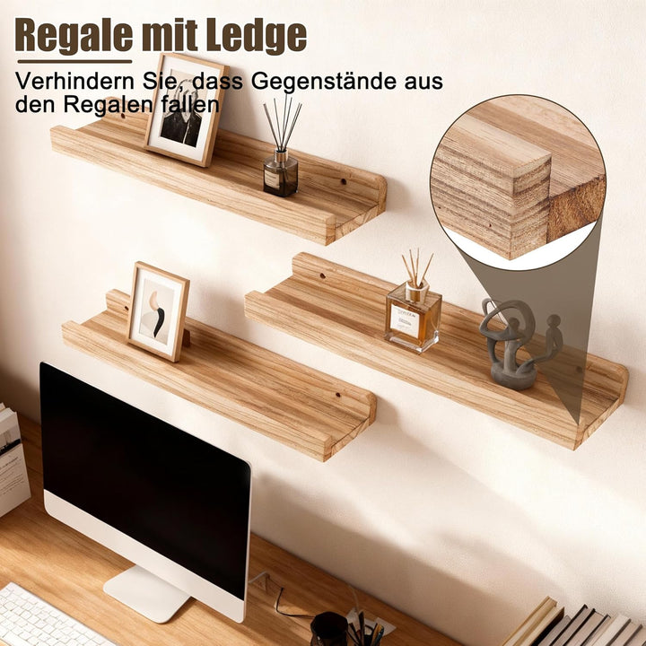 Schwimmende Regale, Rustikale Wand Montierte Ausstellungsregale für Wohnzimmer, 3 -stufige Holzorgan