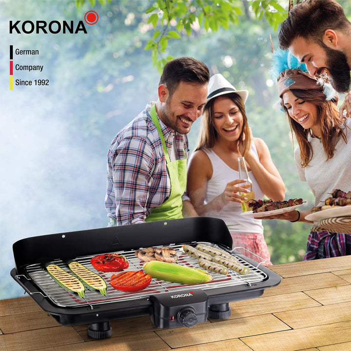 Korona 46117 Elektrischer Tischgrill mit XXL-Grillfläche (51 x 30 cm) | Ideal für den Balkon | 2200