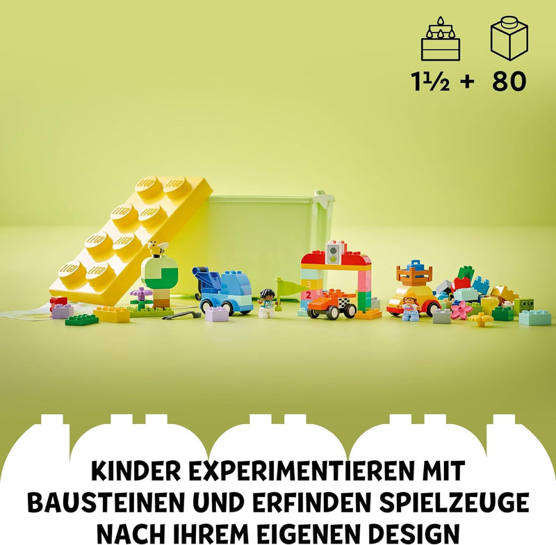 LEGO DUPLO Classic Steinebox Autos und LKWs, Spielset mit Fahrzeugen für Kleinkinder ab 1.5 Jahren,