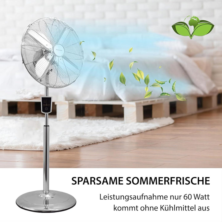 Syntrox Edelstahl Ventilator Plinkad | Standventilator | Bodenventilator | Lüfter, Leis, mit Zeitsch