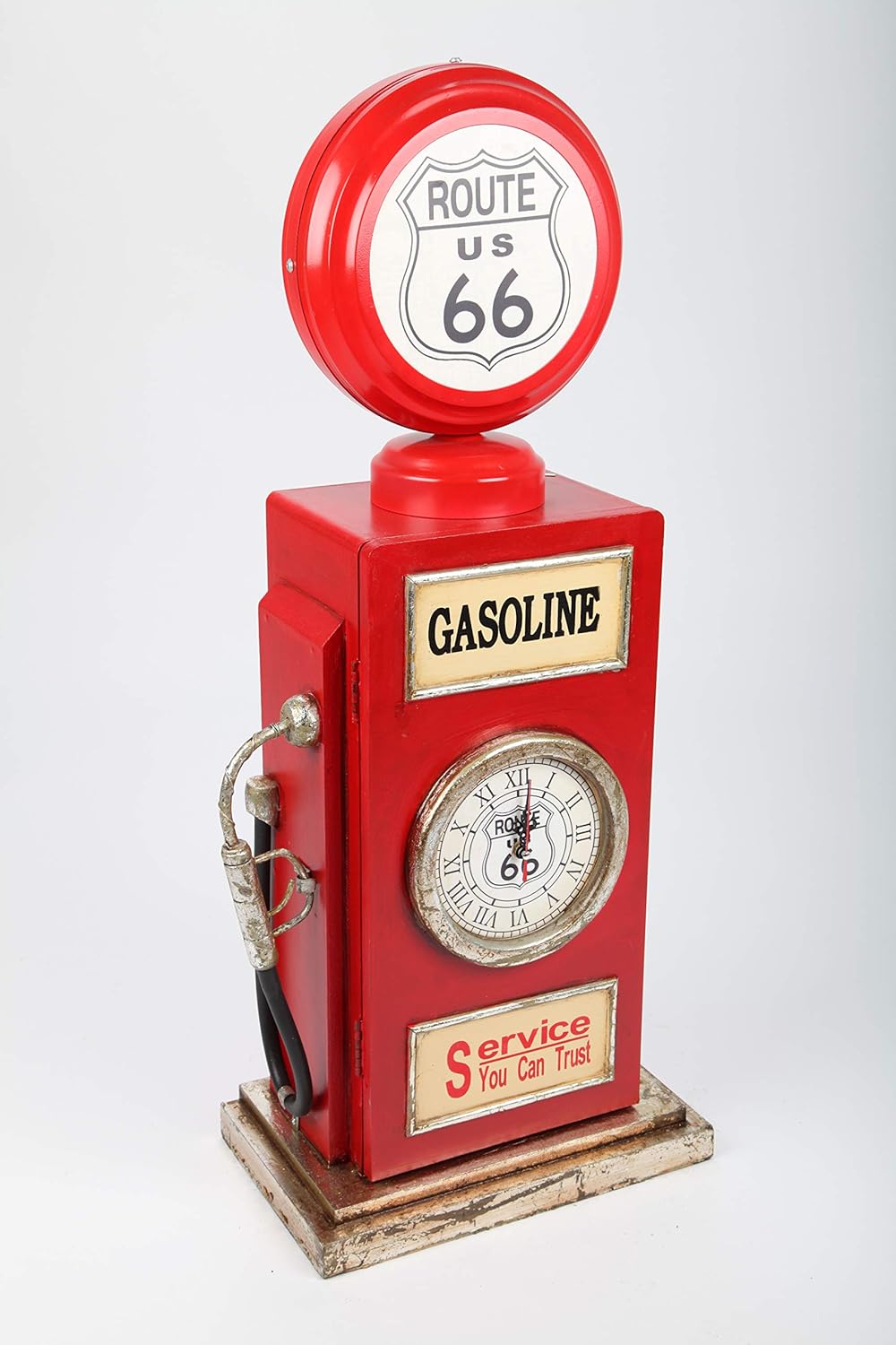 Design-Schrank Zapfsäule mit Uhr + Licht, Retro, rot, 77cm
