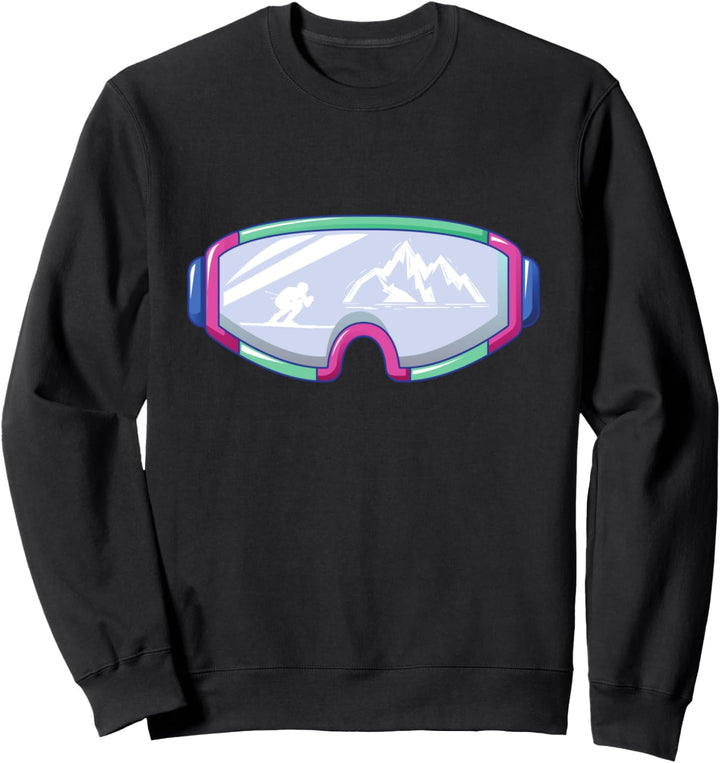 Skibrille mit Bergen und Skifahrern Sweatshirt
