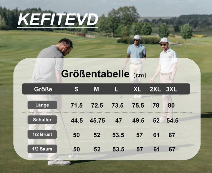 KEFITEVD Herren Poloshirt Kurzarm Golf T-Shirt Schnelltrocknend Atmungsaktiv Funktionsshirt Regular-