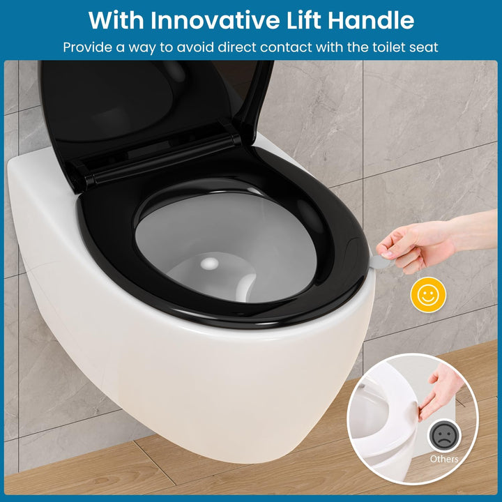 Toilettendeckel mit Absenkautomatik Oval, WC Sitz mit Rauten, Klobrille mit Schnellverschluss, Klode