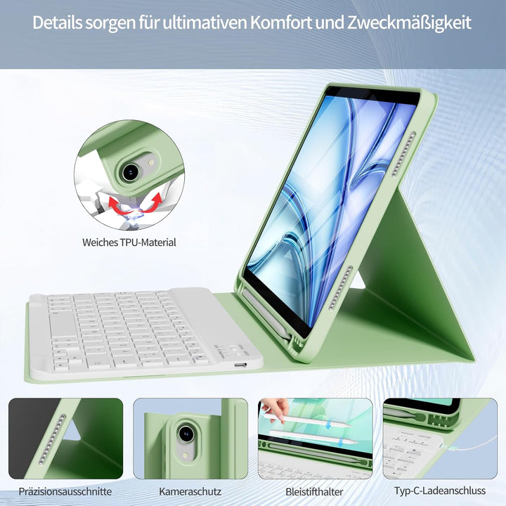 Hülle mit Tastatur für iPad Air 11 Zoll M4/M3/M2 (2026/2025/2024), iPad Air 5 4 2022/2020 10,9 Zoll,
