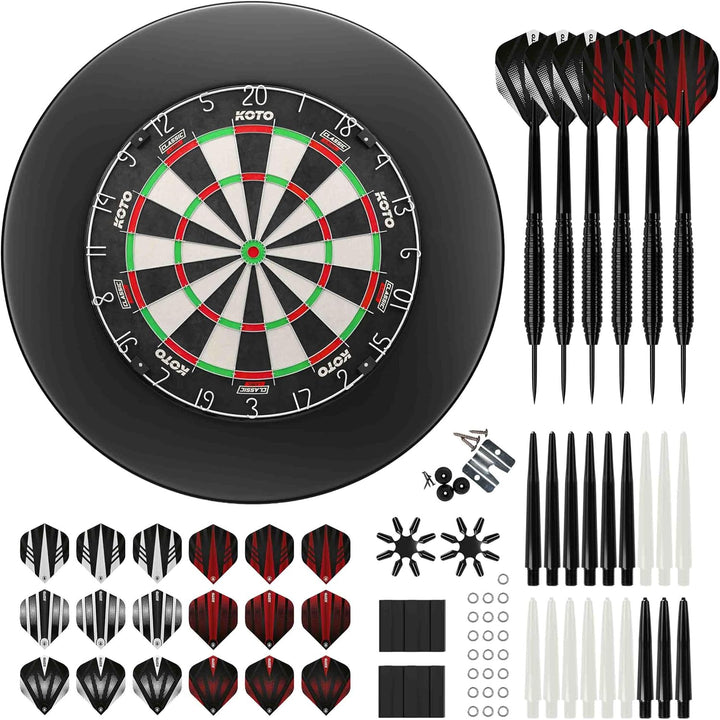 KOTO - King Classic Edition Schwarz Incl. Surround &amp; Accessory Kit Steeltip 90 Stücks, 2 Sets Dartpf
