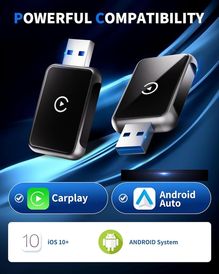 Wireless CarPlay Adapter& Android Auto,Kabelloser USB-Dongle für Autos,Plug & Play, Schnelle Stabile