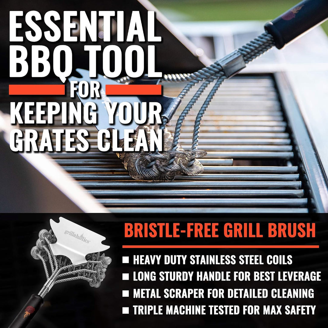 Grillaholics Borstenfreie Grillbürste, sicherer als Bürsten mit Drahtborsten, robuster Edelstahl, 1