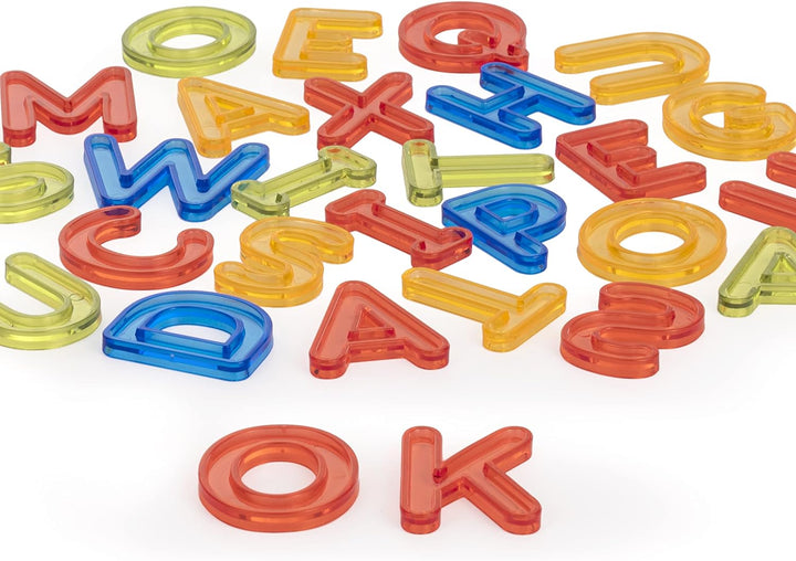 Miniland XML-32169 Transparente Grossbuchstaben 76 Stück für Tischlicht, Mehrfarbig