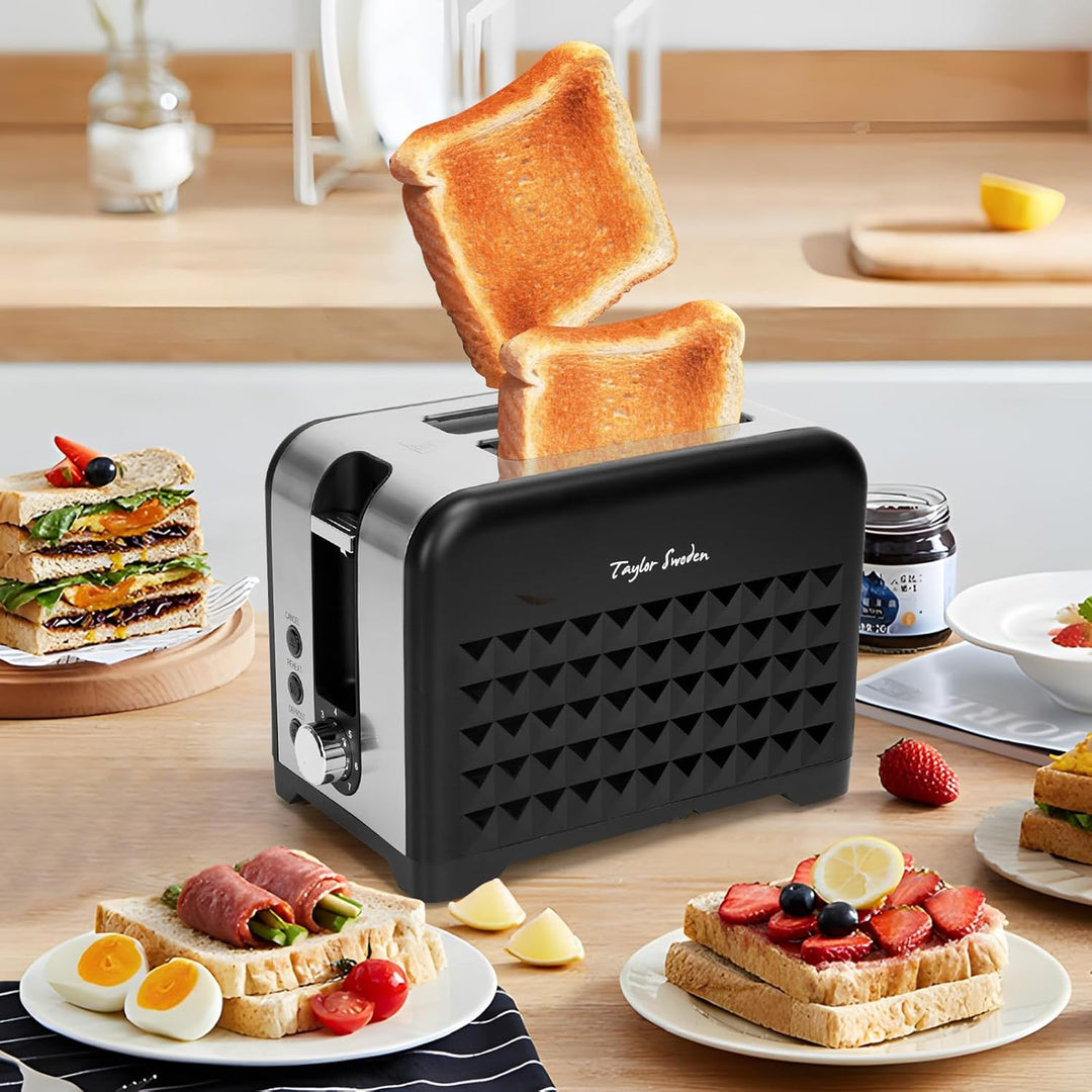 Taylor Swoden Toaster 2 Scheiben, Edelstahl Toaster mit 7 Einstellbare Bräunungsstufen, Auftaufunkti