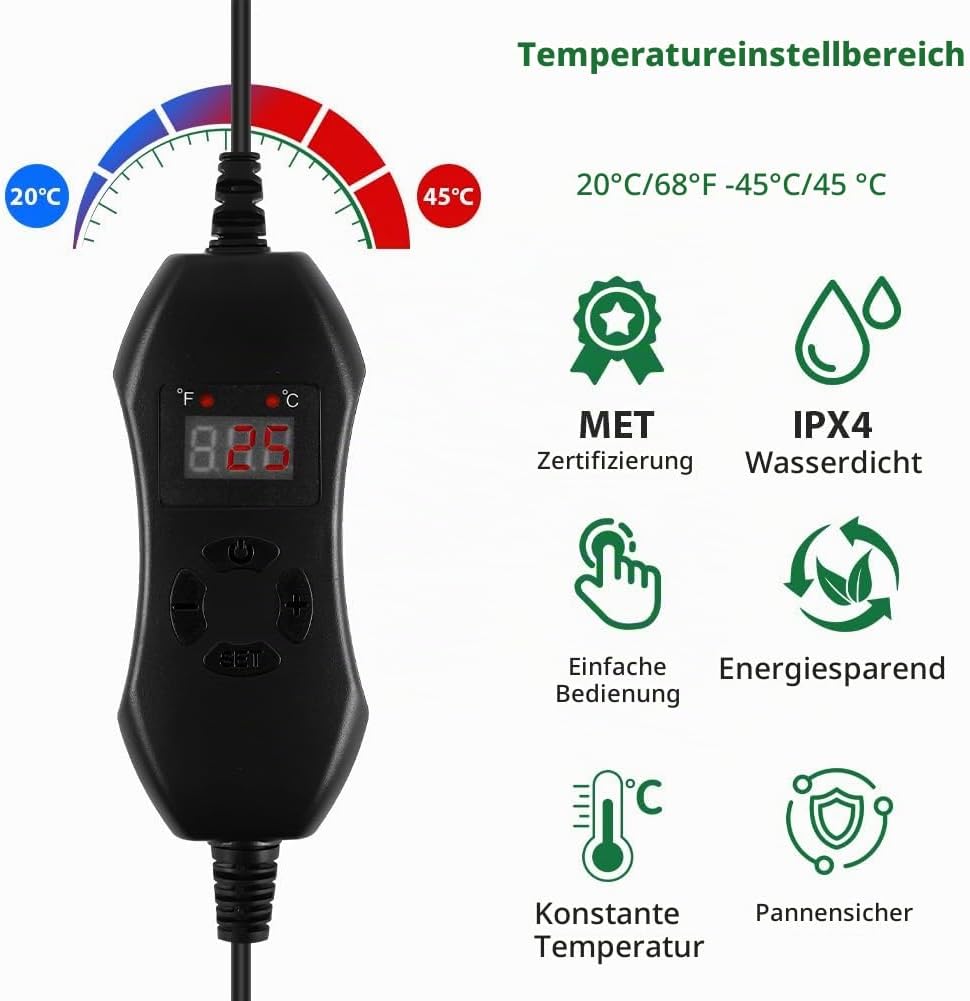 50W Heizmatte Pflanzen mit Thermostat - Schnelle Erwärmun, Feuerschutz, Wasserdicht - Sämlinge Heizm