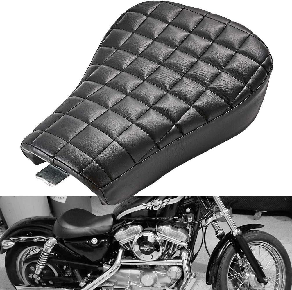 KATUR Motorrad Solo Sitzkissen, schwarz, Vordersitz, Fahrersitz, Naht, Kunstleder, Sitzbezug, kompat
