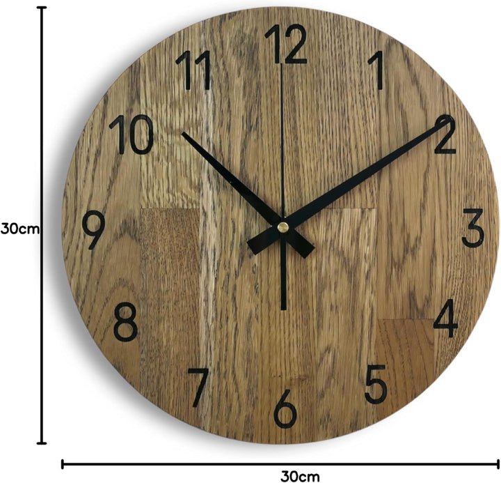 SENTOP Wanduhr aus Holz MAS002, Wanduhr aus Eiche, Moderne Wanduhr, Heimdekoration, Wanduhr aus echt