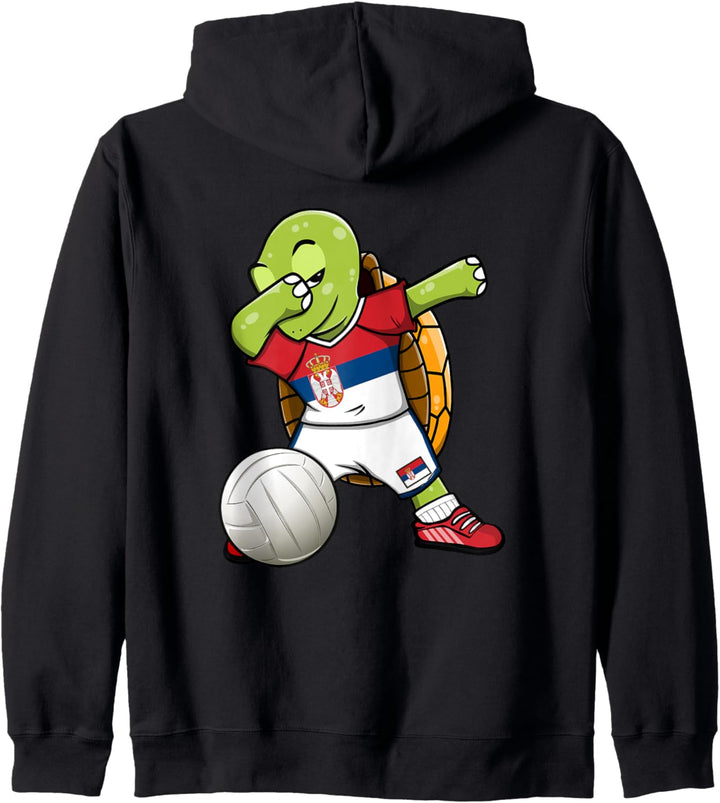 Dabbing Turtle Serbien Volleyball Fans Trikot Serbische Flagge Kapuzenjacke