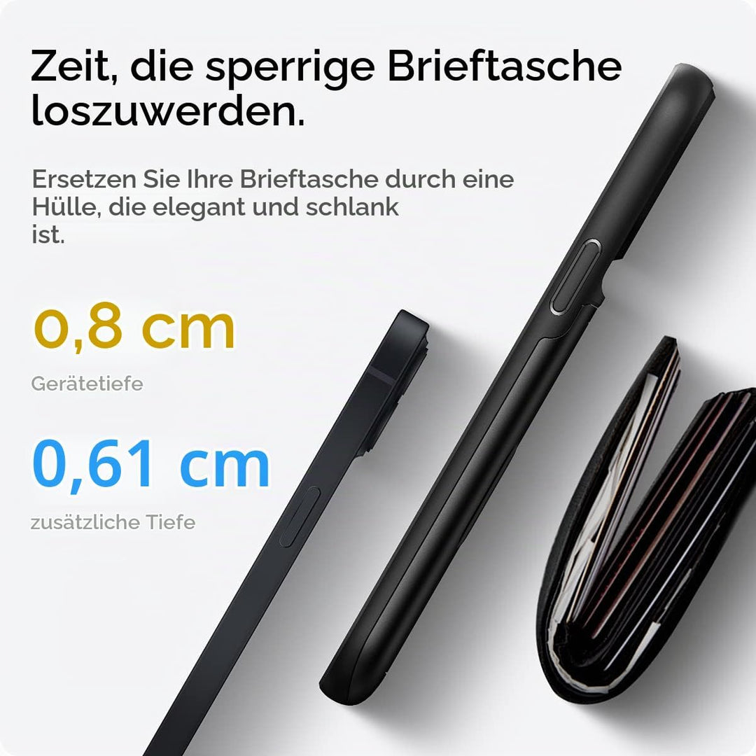 Spigen Slim Armor CS Hülle Kompatibel mit iPhone 13 Kartenfach -Schwarz, Schwarz
