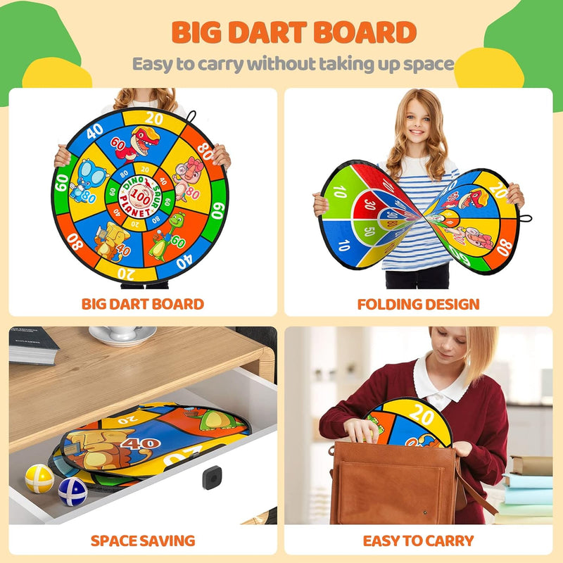 Doloowee 29 Zoll Dartscheibe Kinder 74cm, Kinder Spielzeug Doppelseitige Dartscheibe mit 20 klettbal