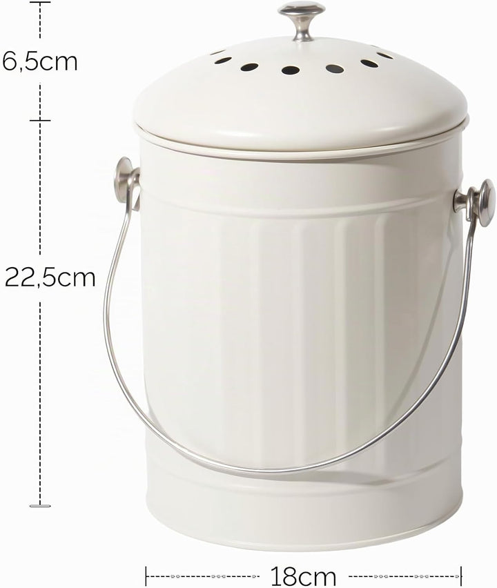 GREELUE Biomülleimer Küche 5,5L mit Deckel &amp; Sieb – Geruchsdicht, Spülmaschinenfest – Bioabfallbehäl