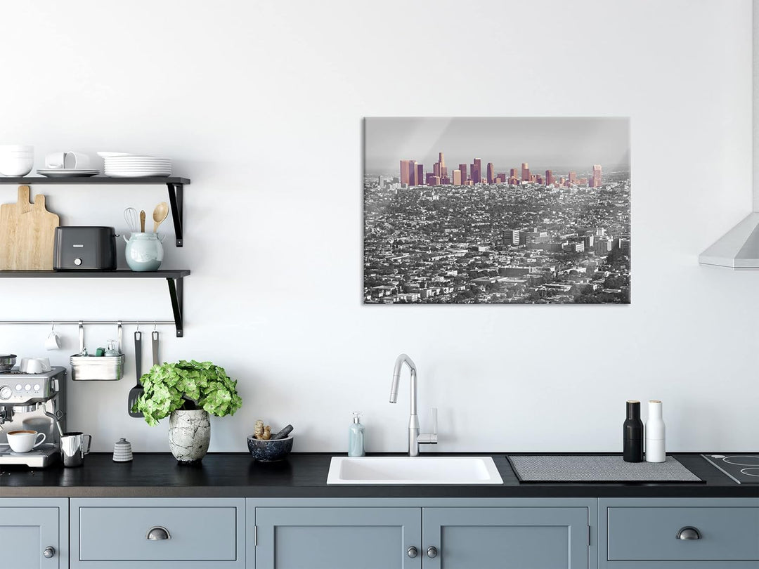 Pixxprint Glasbild | Wandbild aus Echtglas | Los Angeles Metropolitan Area | 100x70 cm | inkl. Aufhä